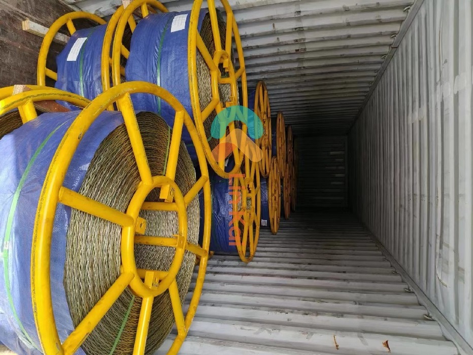 16 MM Anti Twist Steel Wire Rope untuk Dua Konduktor Bundel Stringing 52 Reels ke Indonisia